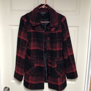 Coffeeshop Plaid Wool Peacoat
